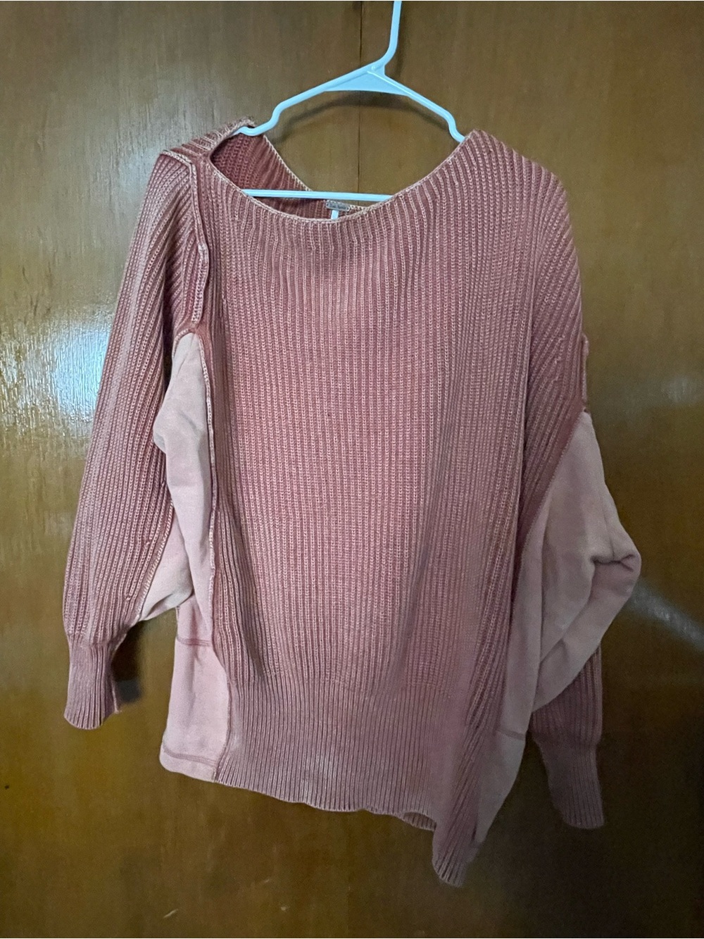 Free People coral/orange off shoulder oversized Pullover xs